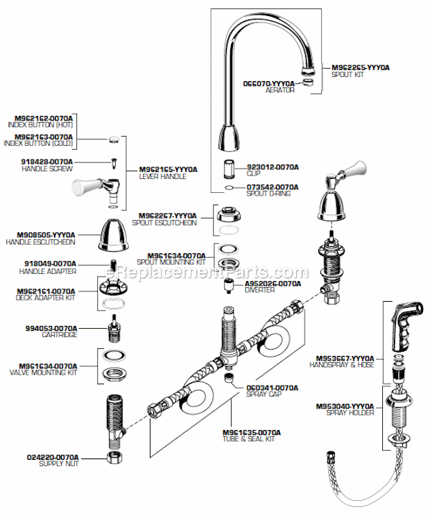 American Standard 4251 Bottom Mount Kitchen Faucet Page A Diagram