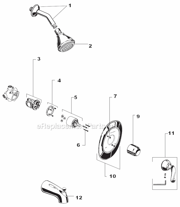 American Standard 4501 Symphony Pressure Balance Bath / Shower Page A Diagram