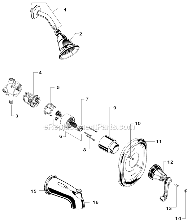 American Standard 6022 Ariana Pressure Balancing Bath / Shower Sets Page A Diagram