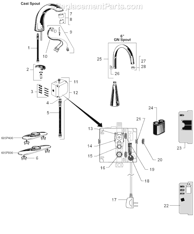 American Standard 6055.102 Commercial Faucet Page A Diagram