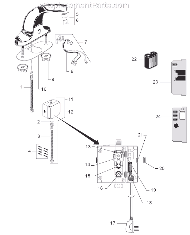 American Standard 6055.202 Commercial Faucet Page A Diagram
