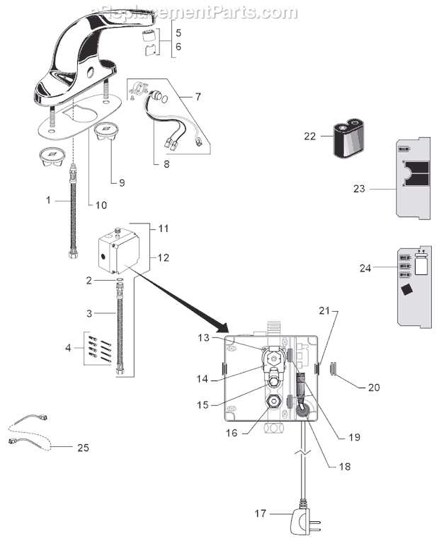 American Standard 6057.202 Commercial Faucet Page A Diagram
