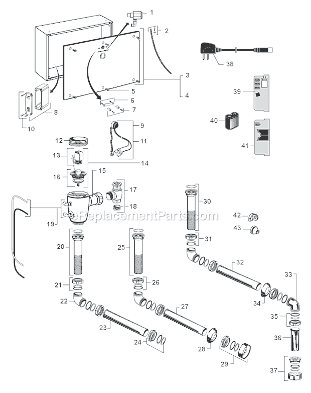 American Standard 6065.321 Proximity Toilet Concealed Flush Valve 1.28 & 1.6 Gpf Page A Diagram