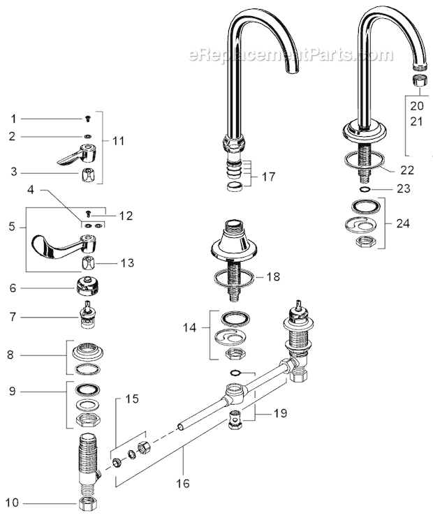 American Standard 6545.170 Commercial Faucet Page A Diagram