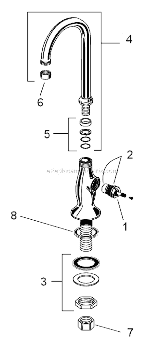 American Standard 7100.241H Single-Hole & Centerset Bar Fitting Page A Diagram