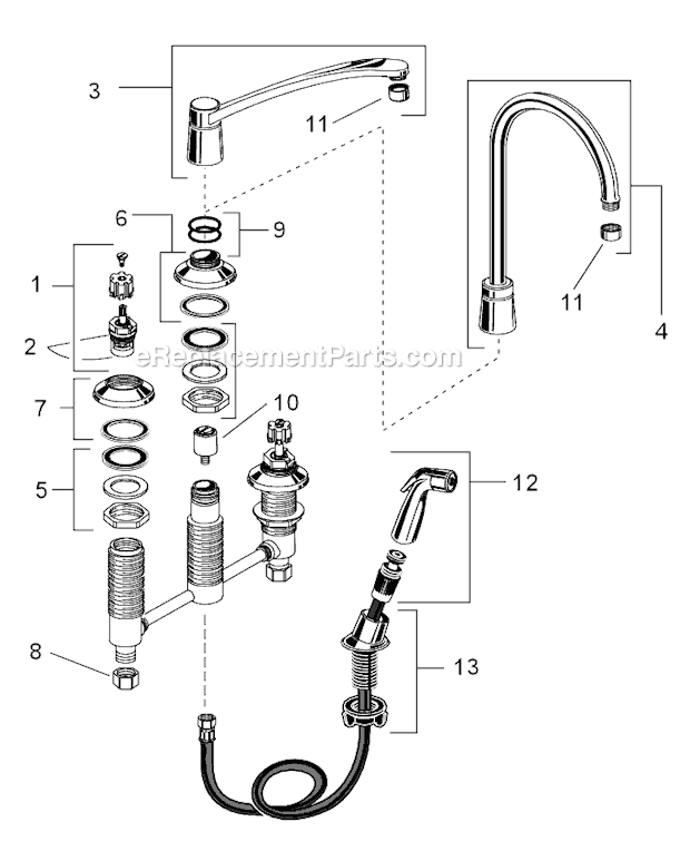 American Standard 7230.000 Bottom-Mount Kitchen Faucet Page A Diagram