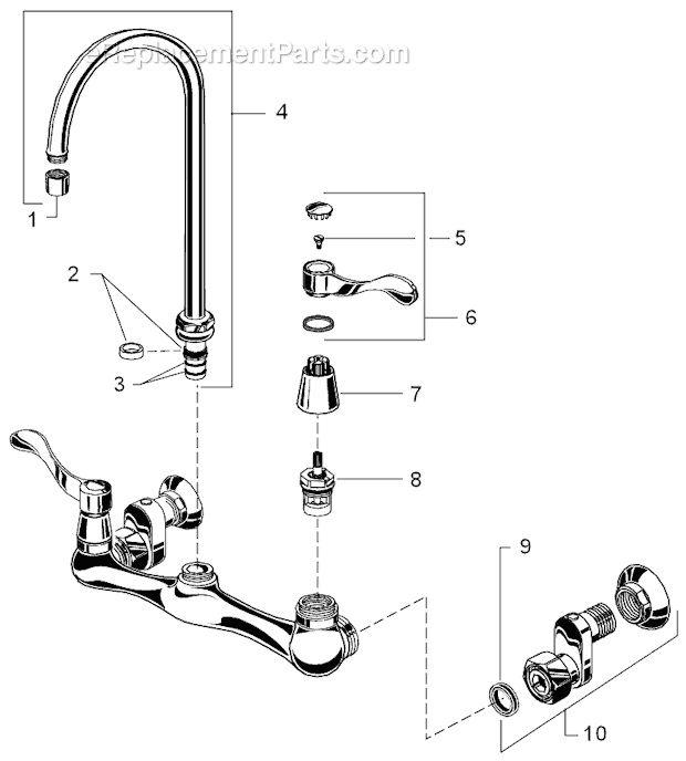 American Standard 7293.172H Commercial Faucet Page A Diagram