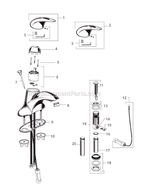 American Standard 7385.003 Reliant 3 Single Control Centerset Lavatory Faucet Page A Diagram