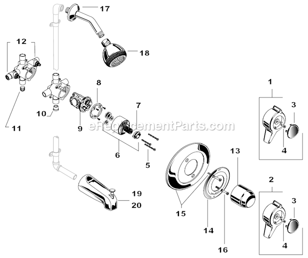 American Standard T375.120 Colony Pressure Balance Bath / Shower Page A Diagram