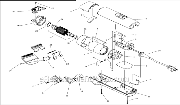Andis AGC2 (Super) 2-Speed 120V Clipper Page A Diagram