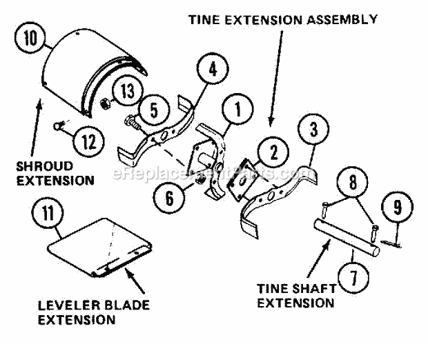 Ariens 731006 Tine Ext Kit-Gt Tine Extension 8 Diagram
