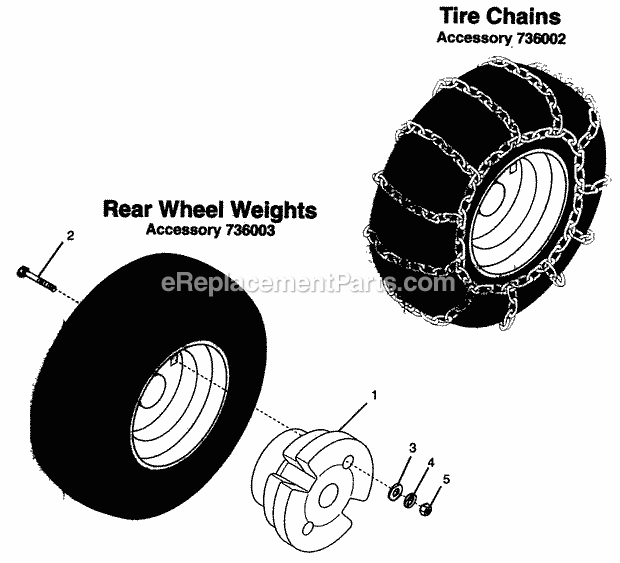 Ariens 736002 Tire Chains 20x8-8 Tires Tire Chains And Rear Wheel Weights (Accessories 736002 And 736003) Diagram