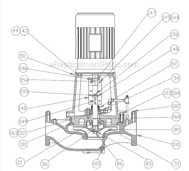 Armstrong 4300 M TC Motors Vertical In-Line Pump Page A Diagram