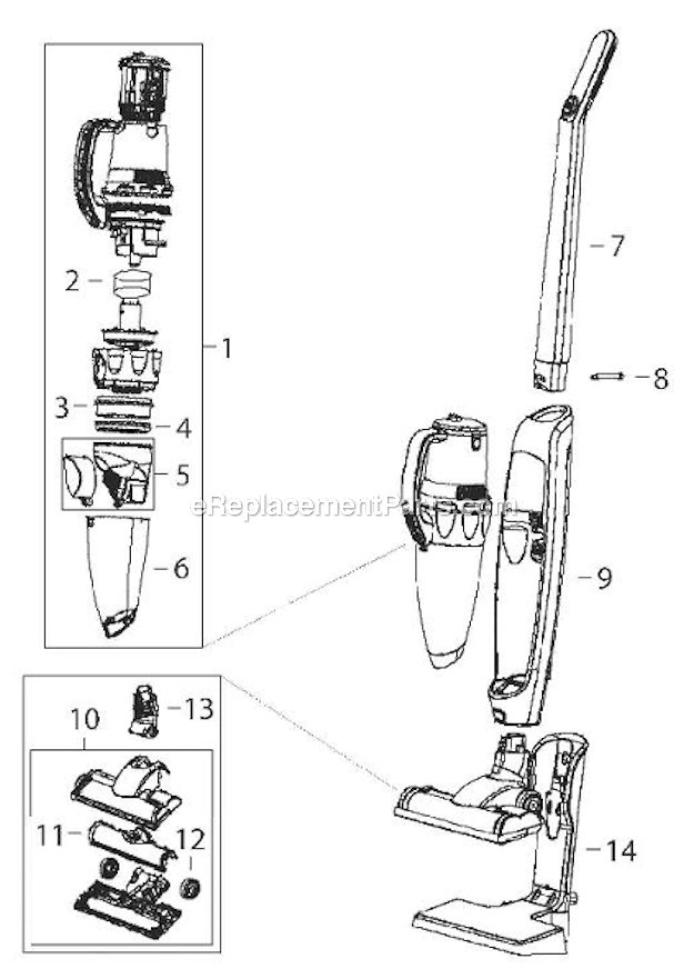 Bissell 1189 Stick Vac - Lift-Off Page A Diagram