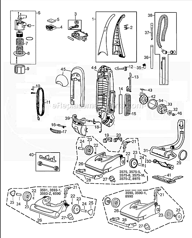 Bissell 3593-Z Cleanview Bagless Upright Vacuum Page A Diagram