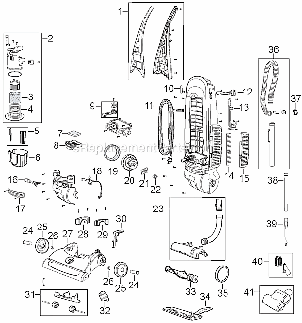 Bissell 35961 Cleanview Bagless Upright Vacuum Page A Diagram