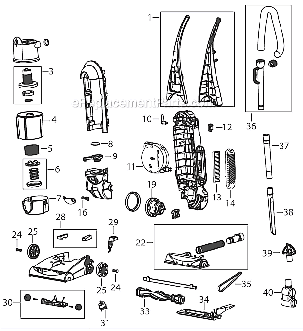 Bissell 58F8 Rewind SmartClean Upright Vacuum Page A Diagram