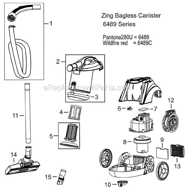 Bissell 6489C Zing Bagless Canister Page A Diagram