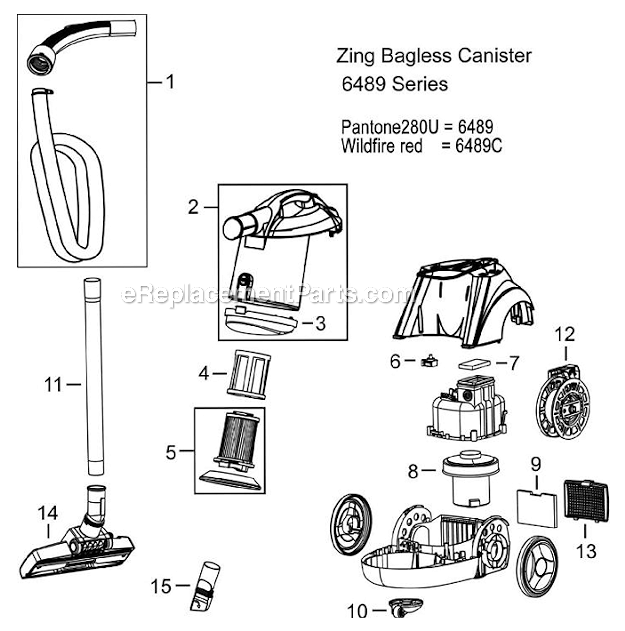 Bissell 6489 Zing Bagless Canister Page A Diagram