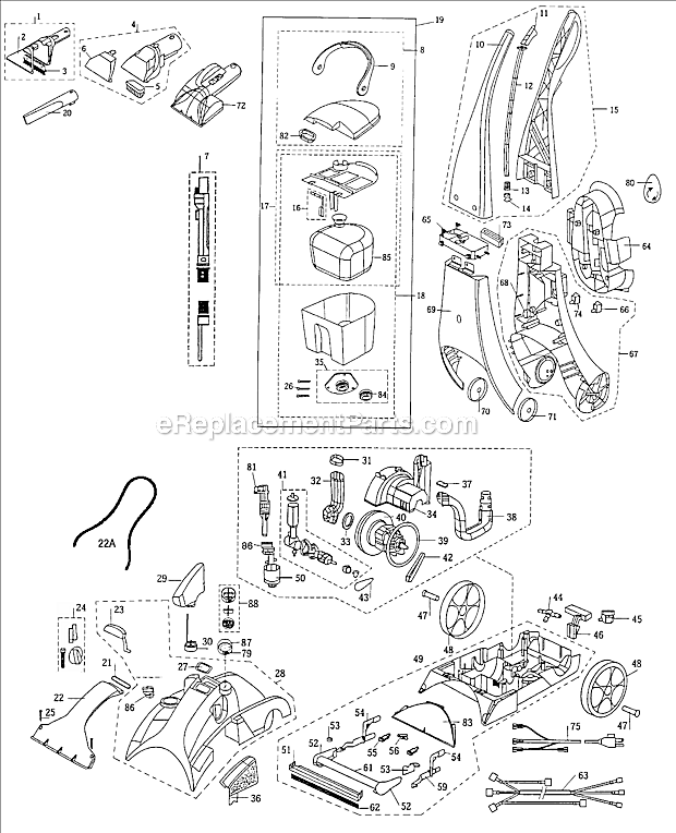 Bissell 8910 Proheat Clearview Powersteamer Carpet Cleaner Page A Diagram