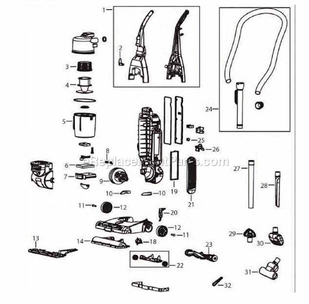 Bissell 92L3W Powerclean Bagless Upright Vacuum Page A Diagram