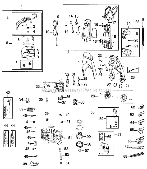 Bissell 9400-H ProHeat 2X Powersteamer Carpet Cleaner Page A Diagram
