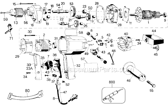 Black and Decker 110 Type 1 Spade Handle Drill Page A Diagram