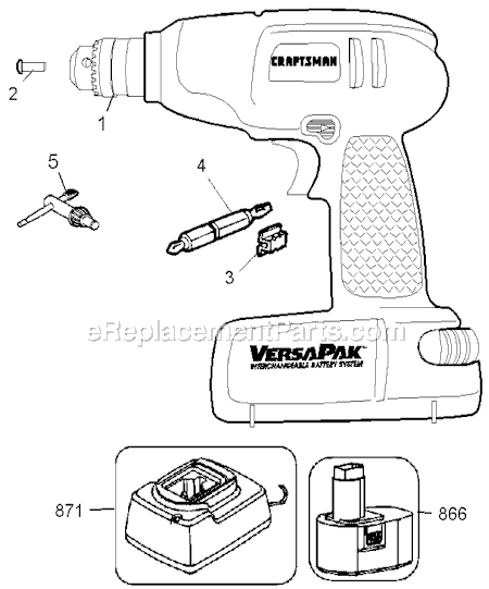 Black and Decker 11238 Type 1 7.2V Versapak Mid-Handle Drill Page A Diagram