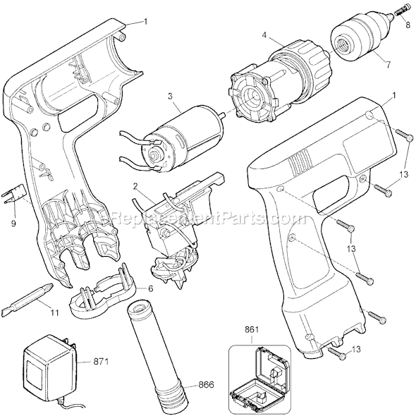 Black and Decker 11261 Type 1 2 Speed Cordless Clutch Drill Page A Diagram