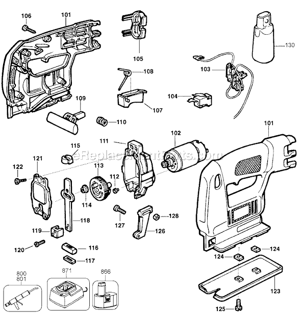 Black and Decker 11266 Type 1 Cordless Jig Saw Page A Diagram