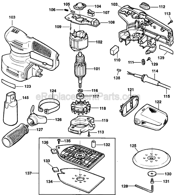 Black and Decker 11666 Type 1 Sander Page A Diagram