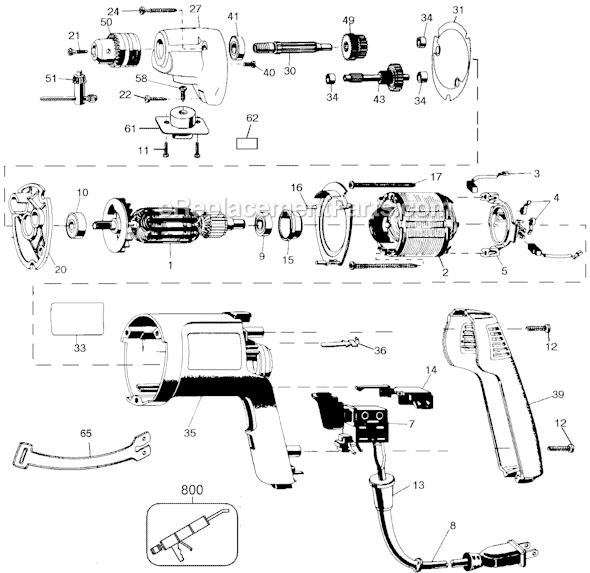 Black and Decker 1170 Type 103 Variable Speed Reversible Drill 115 Volt Page A Diagram