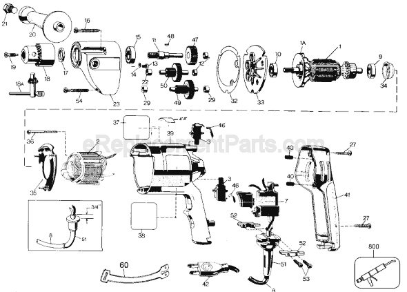 Black and Decker 1310-10 Type 2 1/2 VS Rev Drill Page A Diagram