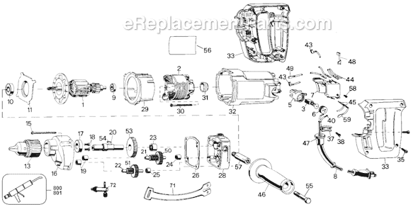 Black and Decker 1338 Type 100 1/2 EH Drill Page A Diagram