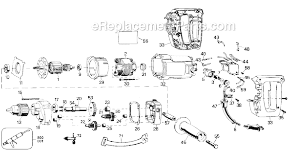 Black and Decker 1339 Type 100 1/2 Electric Drill 900 RPM Page A Diagram