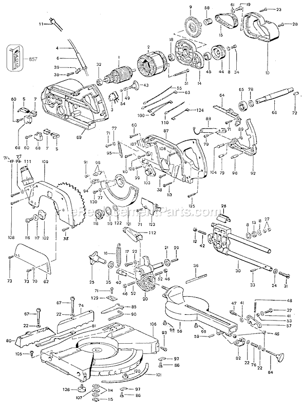 Black and Decker 1707 Type 1 Cross-Cut Miter Saw Page A Diagram