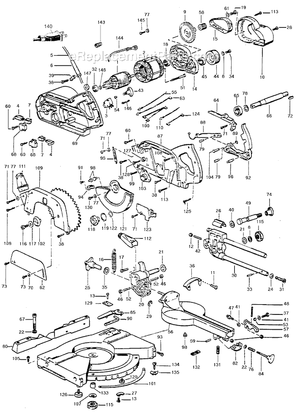 Black and Decker 1707 Type 5 Cross-Cut Miter Saw Page A Diagram