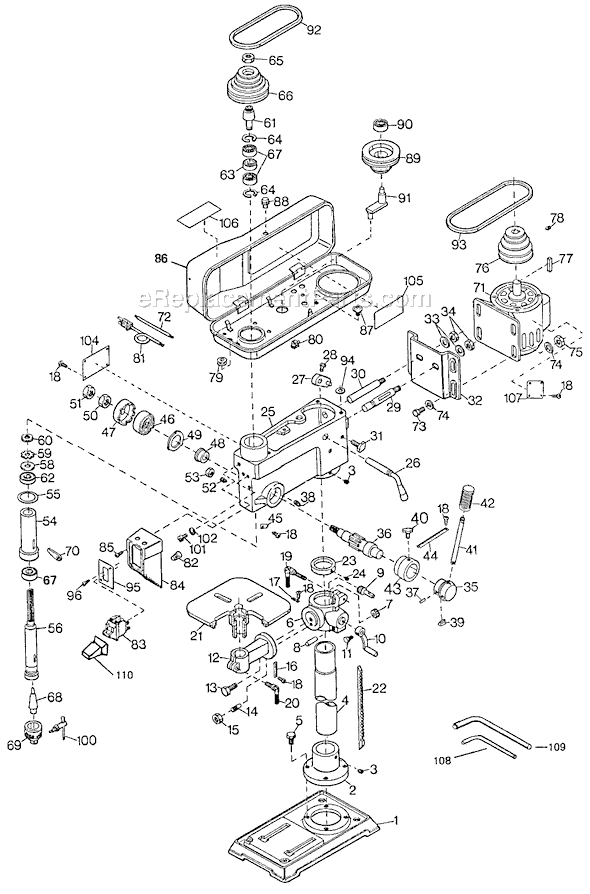 Black and Decker 1785 Type 1 16 1/2 12 Speed Drill Press Page A Diagram