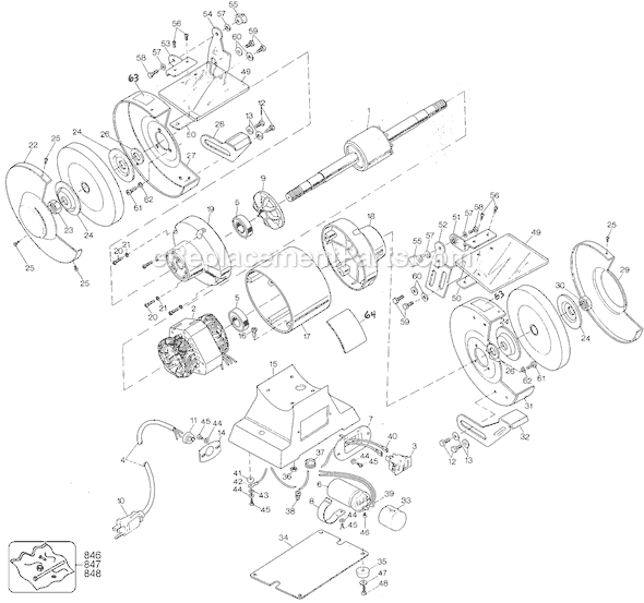 Black and Decker 1788 Type 1 Industrial 8 Bench Grinder Page A Diagram