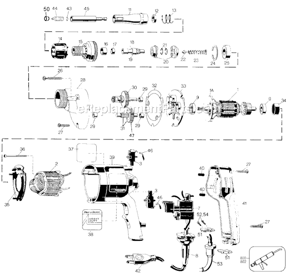 Black and Decker 2034-10 Type 1 HD Variable Speed Reversible Scrugun Page A Diagram