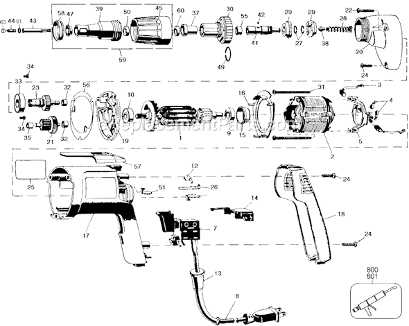 Black and Decker 2038 Type 101 Drywall Screwdriver Page A Diagram