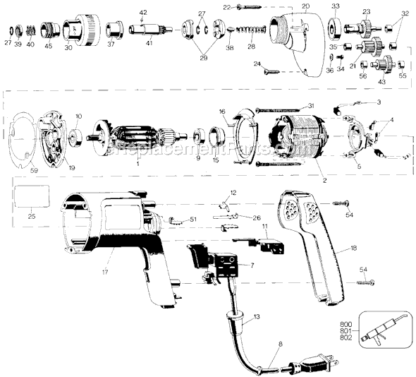 Black and Decker 2046 Type 101 Screwdriver Page A Diagram