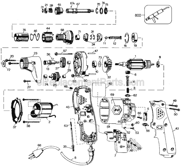Black and Decker 2054-09 Type 1 Screwdriver Page A Diagram