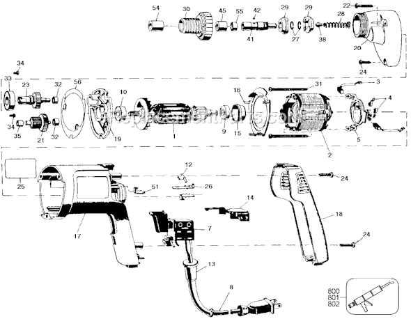 Black and Decker 2057 Type 100 Screwdriver Power Unit Page A Diagram