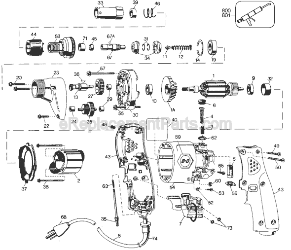 Black and Decker 2059-09 Type 3 EXHD VSR Screwdriver Page A Diagram