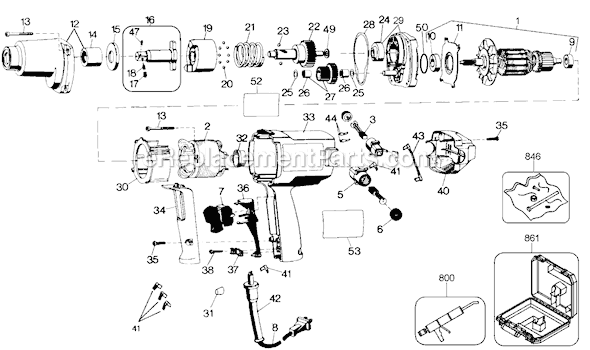 Black and Decker 2214-90 Type 101 1/2 Impact Wrench Page A Diagram