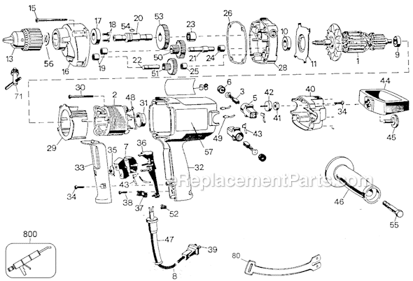 Black and Decker 22810 Type 1 1/2 HD Spade Drill Page A Diagram