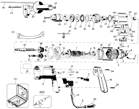 Black and Decker 22830 Type 100 Hammer Drill Page A Diagram