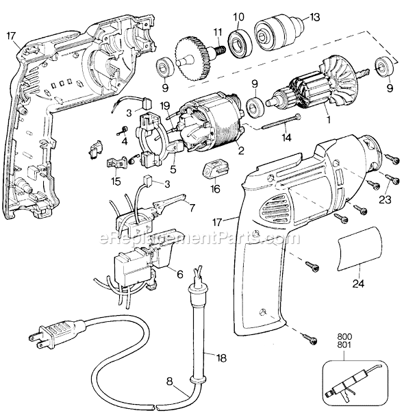Black and Decker 22867 Type 1 Keyless Drill Page A Diagram