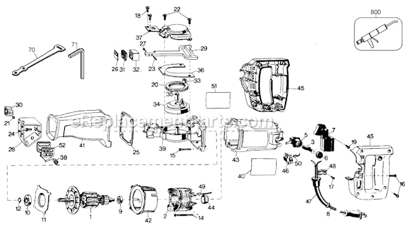 Black and Decker 23802 Type 1 Cut Saw Page A Diagram